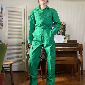 Vintage 1985 green coveralls jumpsuit / medium